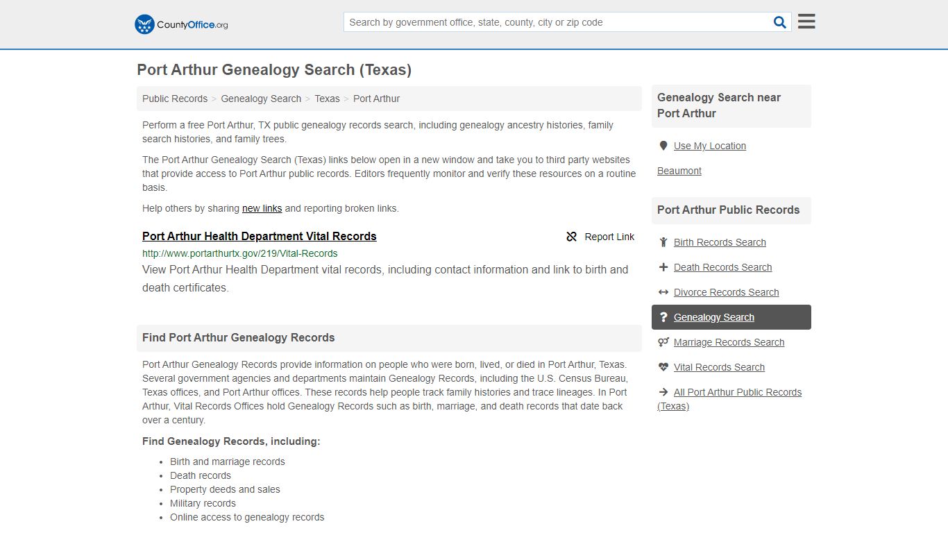 Genealogy Search - Port Arthur, TX (Family History & Vital ...
